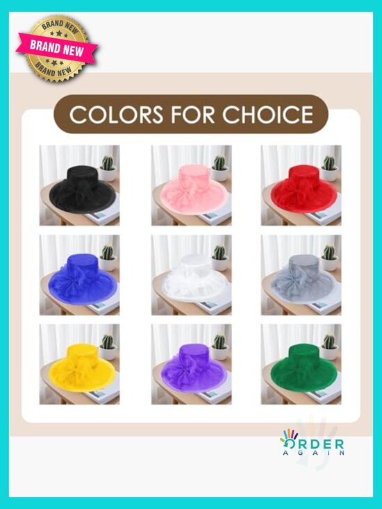 Elegant Organza Fascinator Hat Vintage Tea Party Church Wedding Headwear main image 2